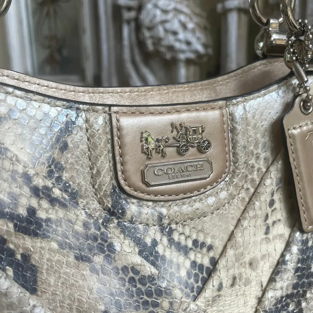Rare Coach Madison Pinnacle Exotic Carrie Satchel Python Embossed Leather 28608